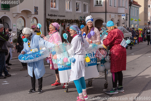Image of Schongau, Germany, Bavaria 03.03.2019: Carnival procession in the Bavarian Schongau