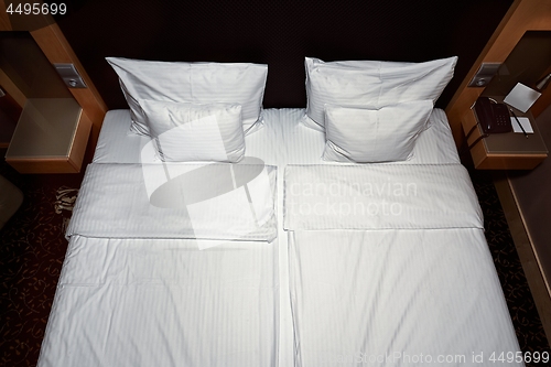 Image of Hotel bed closeup