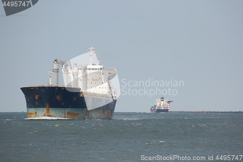 Image of Industrial ship sailing in