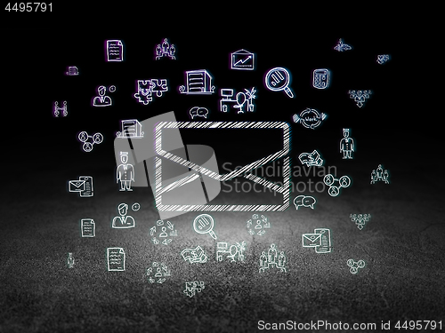 Image of Business concept: Email in grunge dark room
