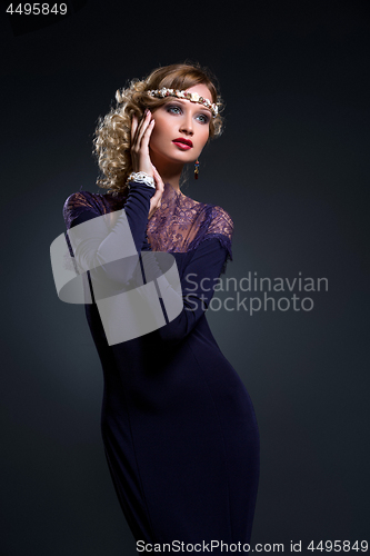 Image of Beautiful girl in lace chiffon dress
