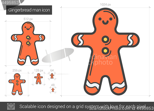 Image of Gingerbread man line icon.