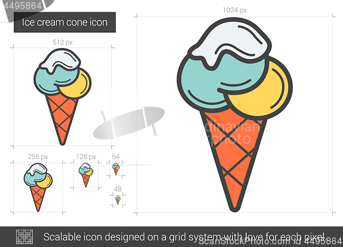Image of Ice cream cone line icon.