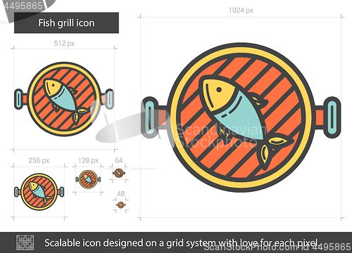 Image of Fish grill line icon.