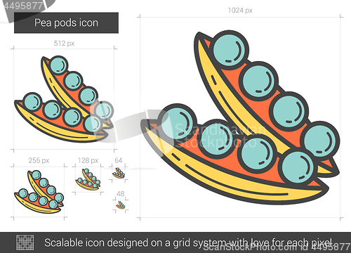 Image of Pea pods line icon.