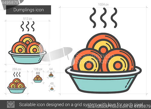 Image of Dumplings line icon.