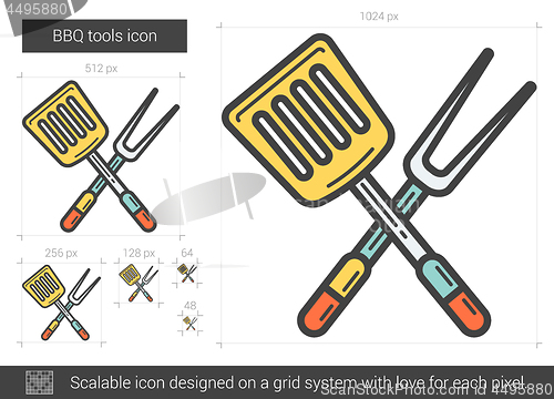 Image of BBQ tools line icon.