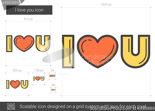 Image of I love you line icon.