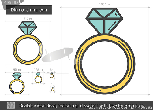 Image of Diamond ring line icon.