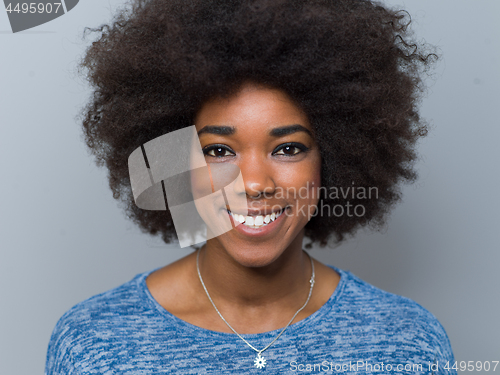 Image of portrait of a beautiful friendly black woman