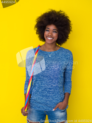 Image of black woman isolated on a Yellow background