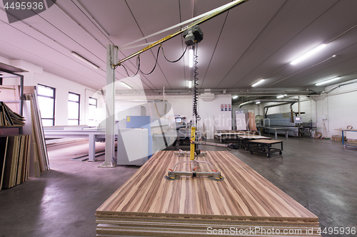 Image of worker in a factory of wooden furniture