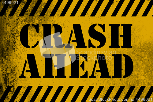 Image of Crash Ahead sign yellow with stripes