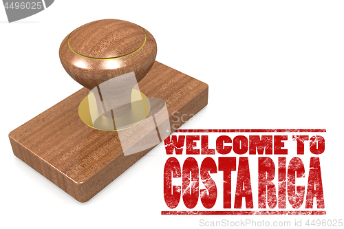 Image of Red rubber stamp with welcome to Costa Rica