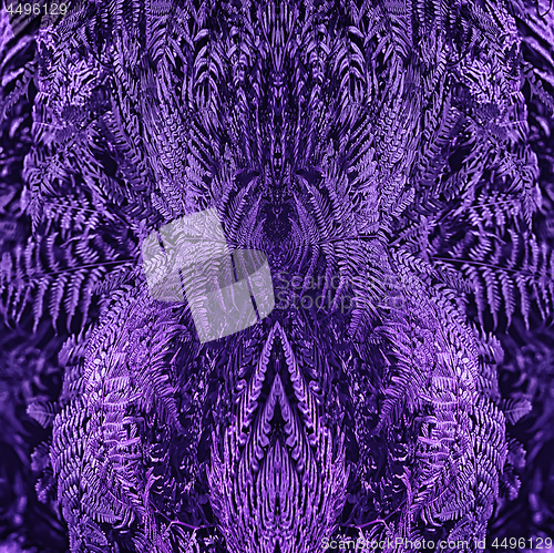 Image of Ultra Violet Floral Mirror Pattern With Fern Leaves 