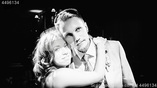 Image of Black and White Portrait Of Happy Couple In Love