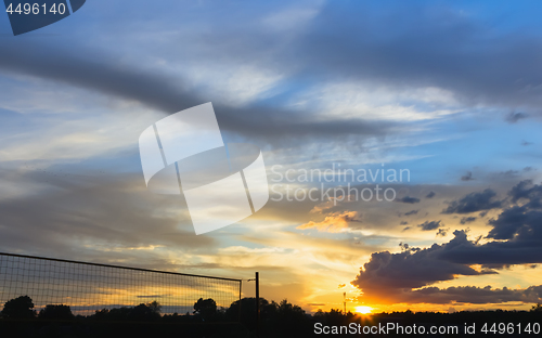 Image of Colorful Summer Sunset With Picturesque Clouds