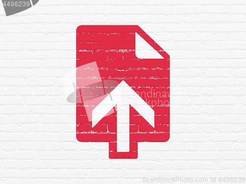 Image of Web development concept: Upload on wall background