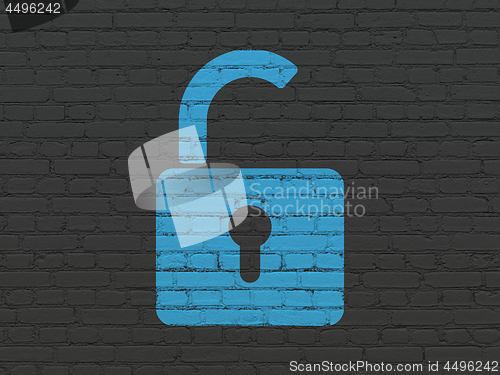 Image of Information concept: Opened Padlock on wall background