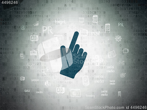 Image of Advertising concept: Mouse Cursor on Digital Data Paper background