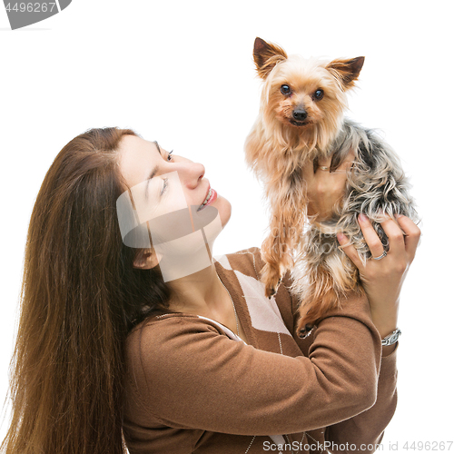 Image of Woman holding yorkie