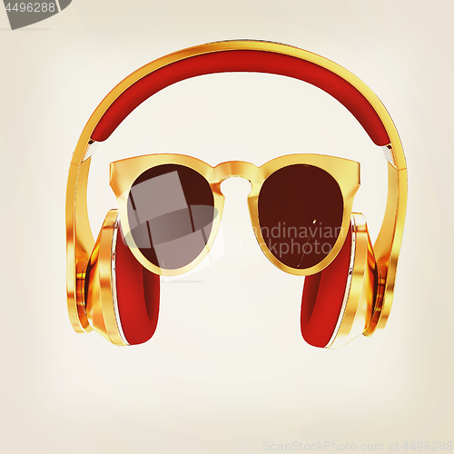 Image of Sunglasses and headphone for your face. 3d illustration. Vintage
