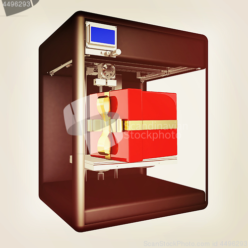 Image of 3d printer - gift. Modern technologies. Creating products of the