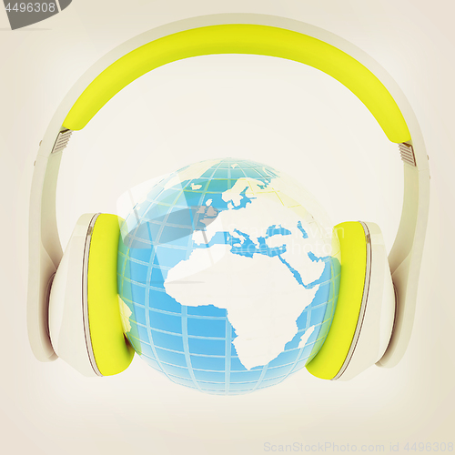 Image of Abstract symbol music and earth. 3d illustration. Vintage style