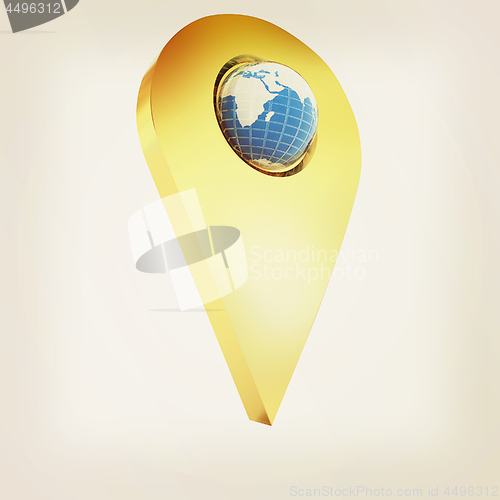 Image of Realistic 3d pointer of map with Earth. Global concept. 3d illus