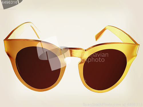 Image of Cool gold sunglasses. 3d illustration. Vintage style
