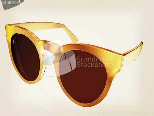 Image of Cool gold sunglasses. 3d illustration. Vintage style