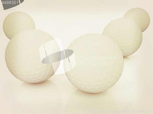 Image of Golf ball. 3D rendering. Vintage style