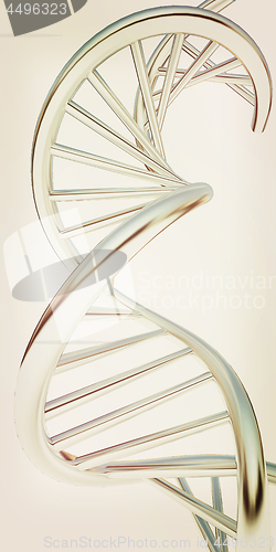 Image of DNA structure model on white. 3d illustration. Vintage style