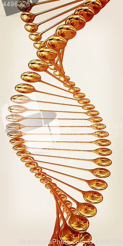 Image of DNA gold. 3d illustration. Vintage style