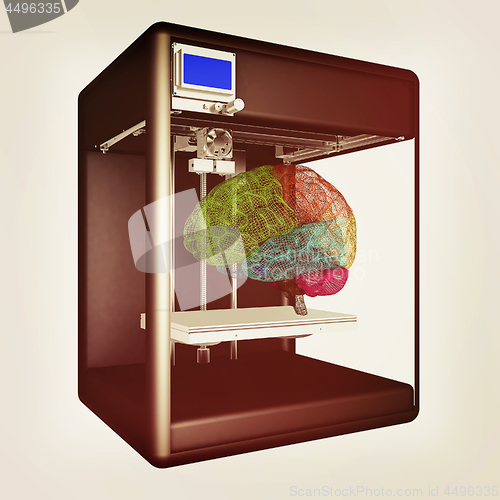 Image of Medical 3d printer for duplication of human brain. 3D Bio-printe