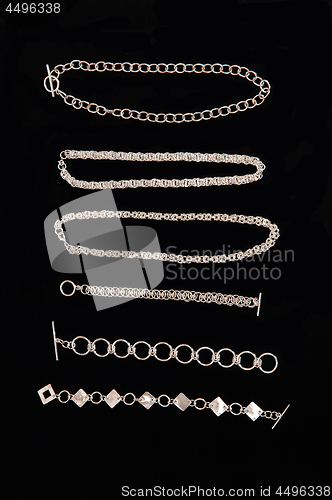 Image of Display of silver necklace and bracelets