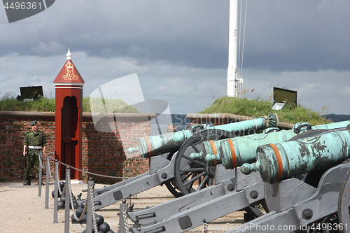 Image of Cannons outside  Kronborg castle pointing at Øresund