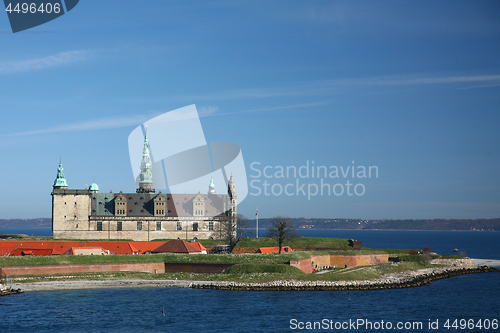 Image of Kronborg Castle viewed from the ferry to Sweden