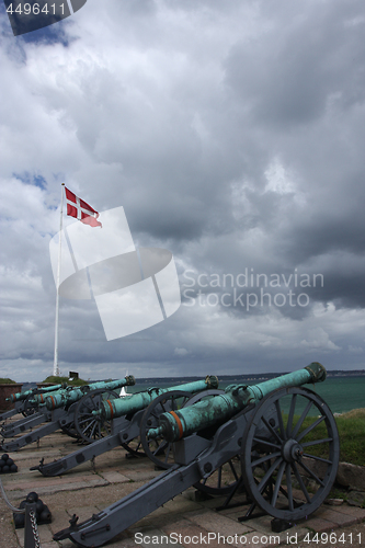 Image of Cannons outside  Kronborg castle pointing at Øresund