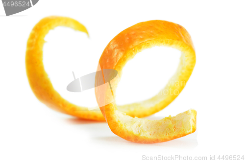 Image of Peeled spiral orange skin isolated