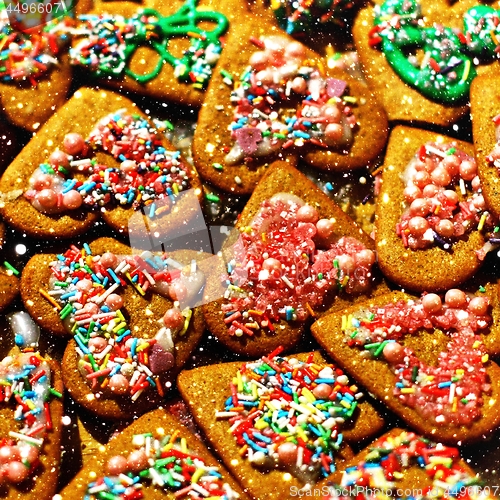 Image of Homemade christmas cookies on a dark table