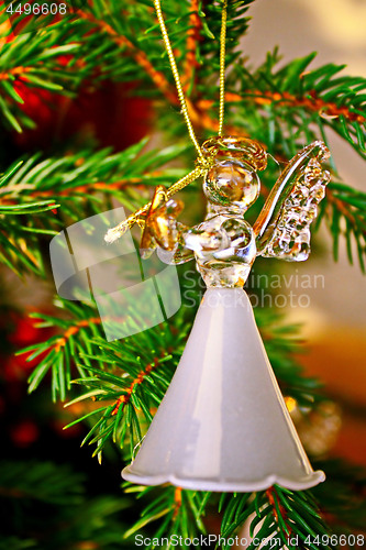 Image of Toy glass angel decoration on the xmas tree