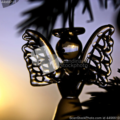 Image of Toy glass angel decoration on the xmas tree