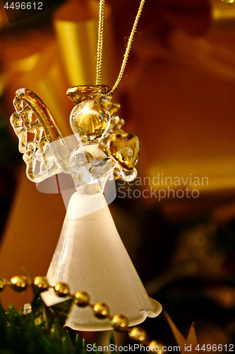 Image of Toy glass angel decoration on the xmas tree