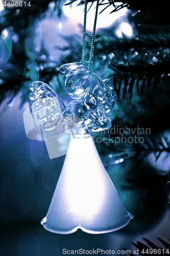 Image of Toy glass angel decoration on the xmas tree