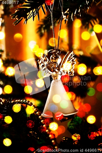 Image of Toy glass angel decoration on the xmas tree