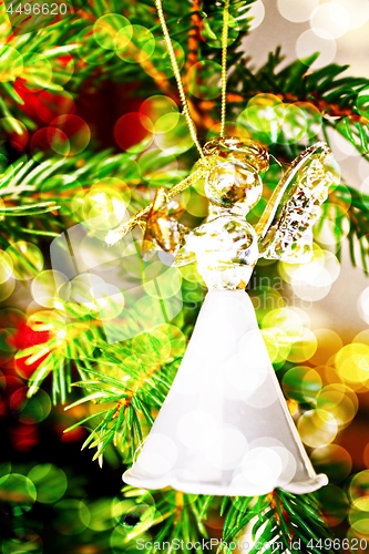 Image of Toy glass angel decoration on the Christmas tree