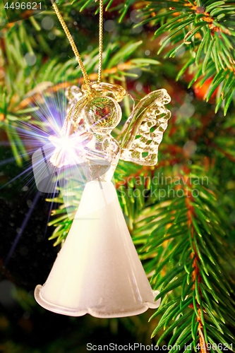 Image of Toy glass angel decoration on the Christmas tree