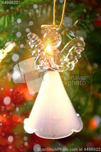 Image of Toy glass angel decoration on the Christmas tree