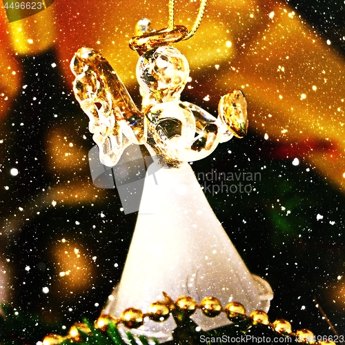 Image of Toy glass angel decoration on the Christmas tree